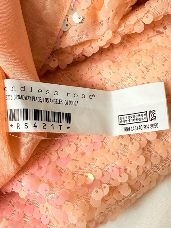 Endless Rose Silver to Peach Ombre Sequin Cowl Camisole - Picture 8 of 10